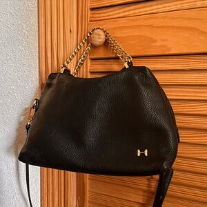 H by Halston Leather Handbag with Gold Chain